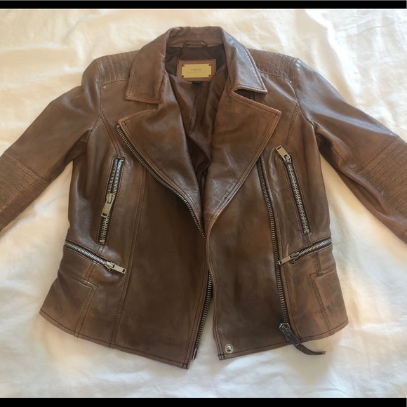 brown mango real leather jacket - Picture 2 of 16